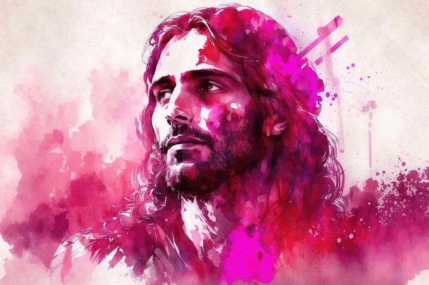 Light Viva magenta jesus christ watercolor