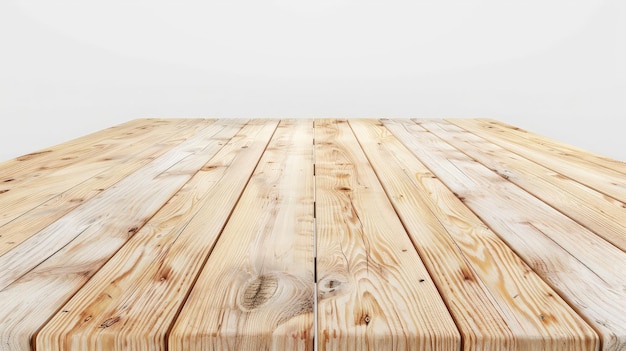 Light wooden tabletop Table on white background