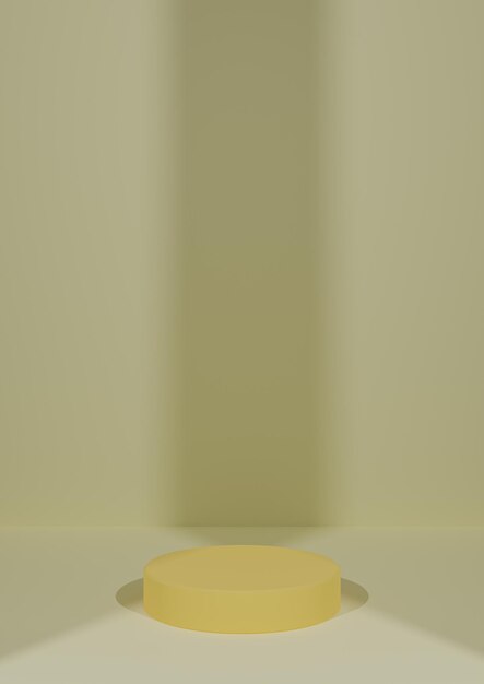 Light yellow rendering minimal blank product photography display background cylinder podium stand