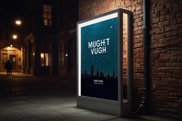 lightbox poster at night mockup