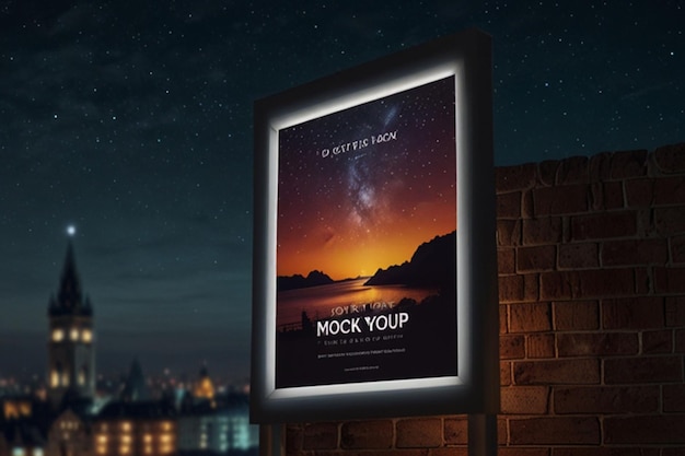 lightbox poster at night mockup