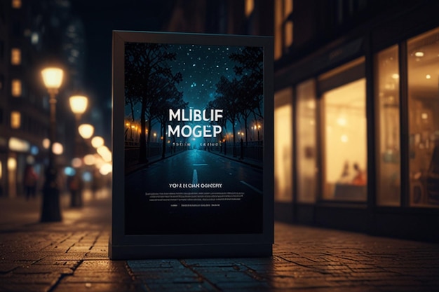 lightbox poster at night mockup