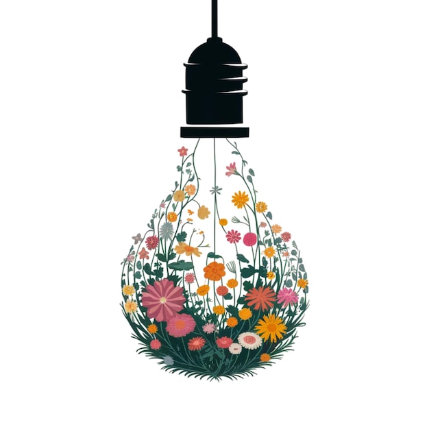 Photo lightbulb flower watercolor clipart