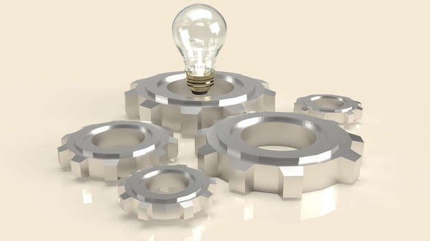 The lightbulb and gear for creative or idea concept 3d rendering