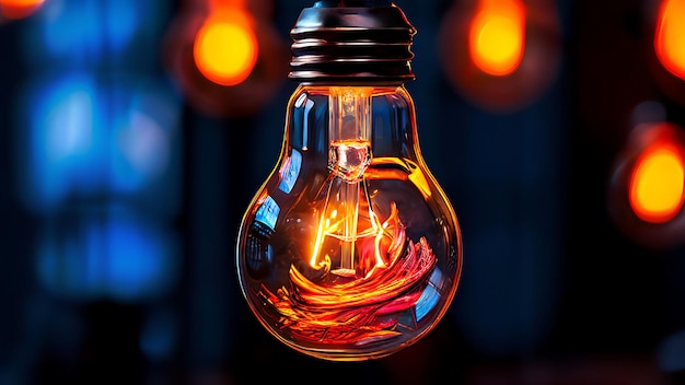 Lightbulb glowing among shutdown light bulb