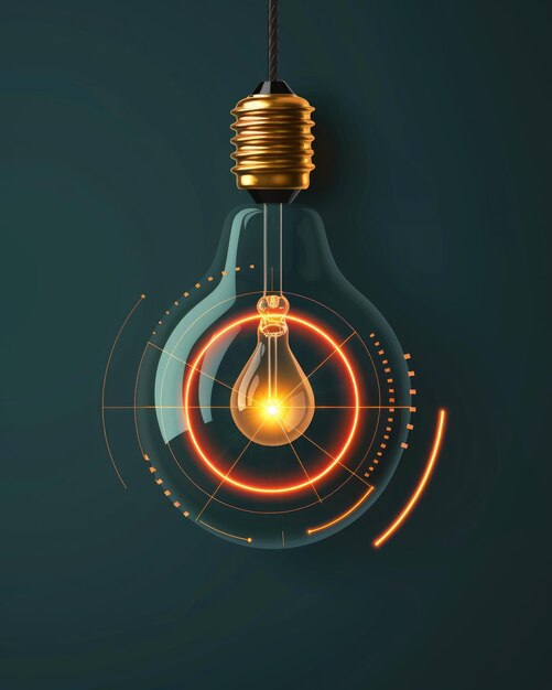 Lightbulb Goal Achieving Target with Glowing Lightbulb Concept