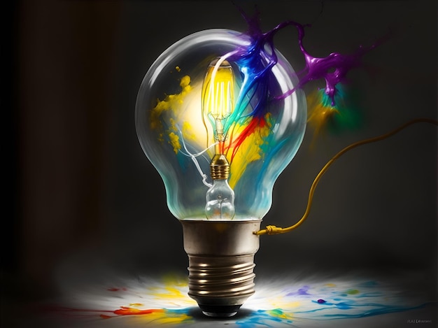 Lightbulb made from oil paint mix Generative AI