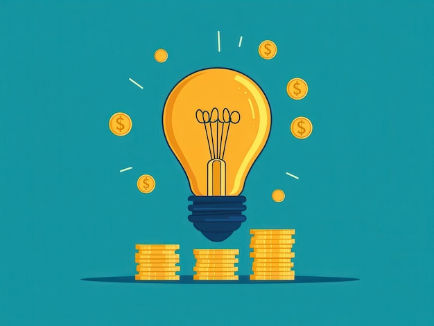 Photo lightbulb with coins symbolizing financial ideas