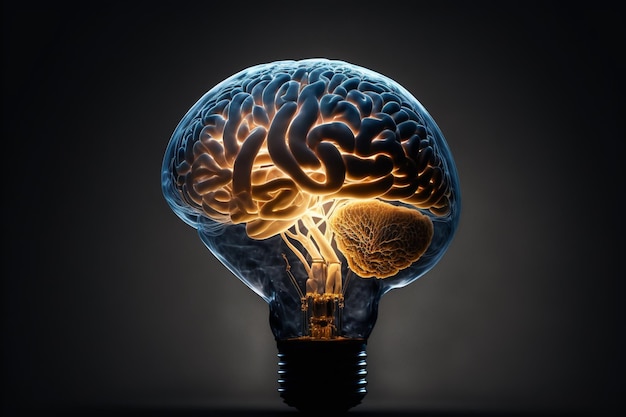 Lightbulb with human brain inside