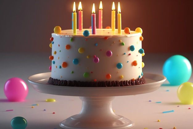 Lighted candles over the delicious birthday cake