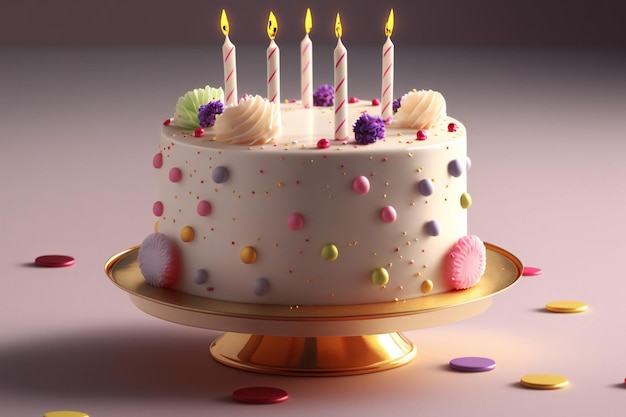 Lighted candles over the delicious birthday cake