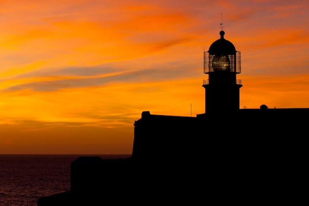 Lighthouse of Cabo Sao Vicente, Sagres, Portugal at Sunset - Farol do Cabo Sao Vicente (built in october 1851)