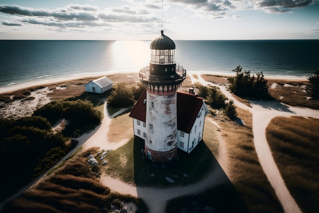 A lighthouse on the coast of new england