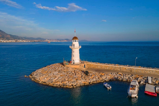 A lighthouse in the mediterranean sea