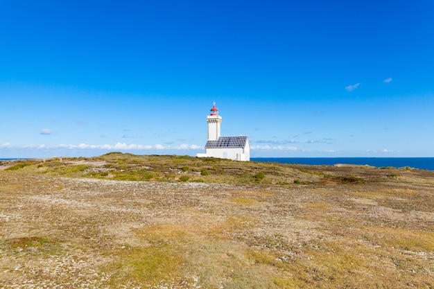 The lighthouse "Poulains" of the famous island Belle Ile en Mer in France