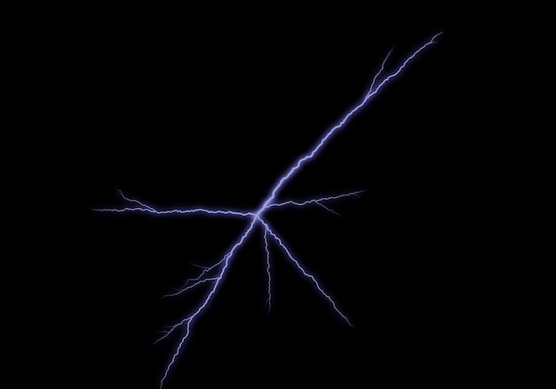 Photo lightning bolt and lightning strike on a black background