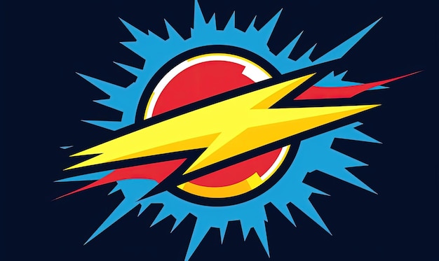 a lightning bolt logo for comic book design in the style of light red and dark azure