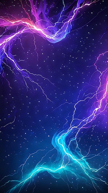 a lightning bolt with a purple background and the stars in the background