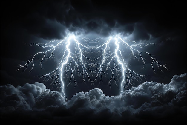 lightning bolts on black background high resolution highly detailed photography