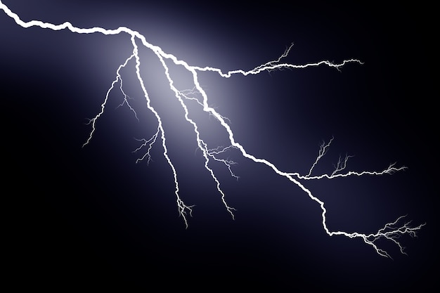 Lightning bolts isolated on black background thunder electric strike thunderstorm and lightning