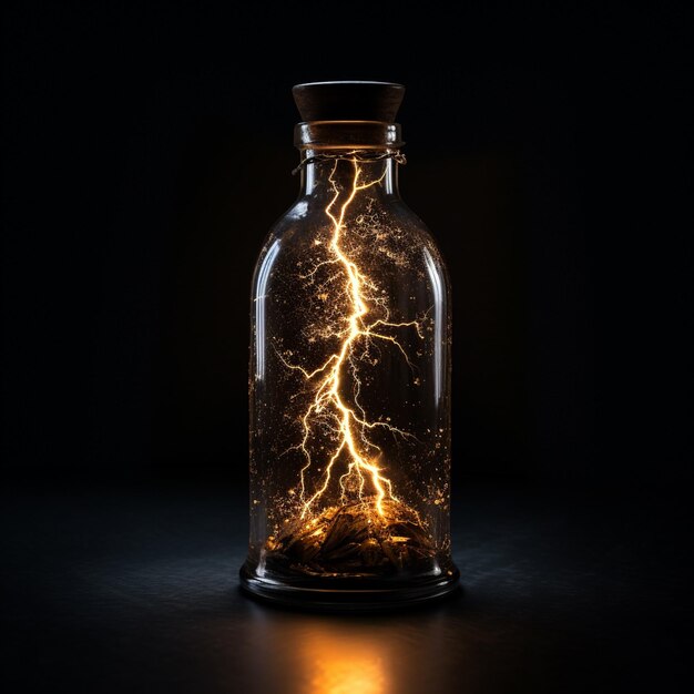 lightning in a bottle a black background