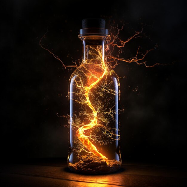 lightning in a bottle a black background