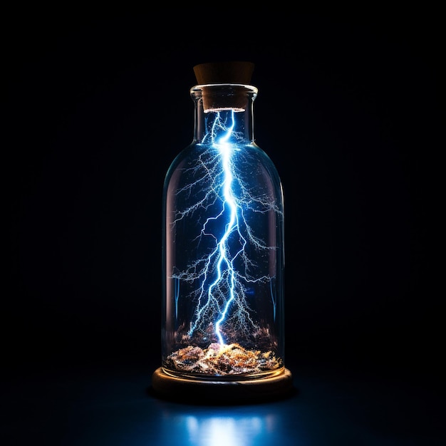 lightning in a bottle a black background