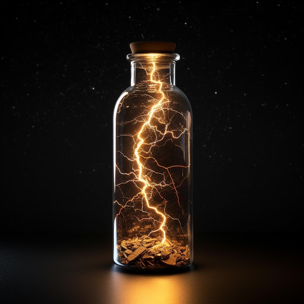 lightning in a bottle a black background