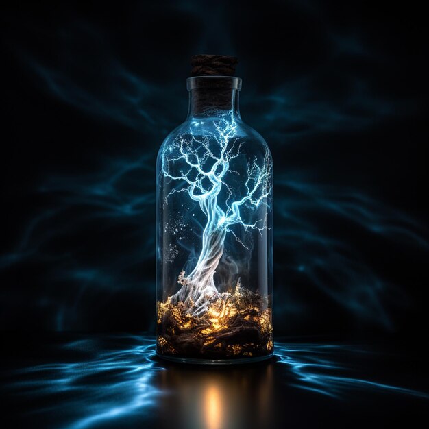 lightning in a bottle a black background