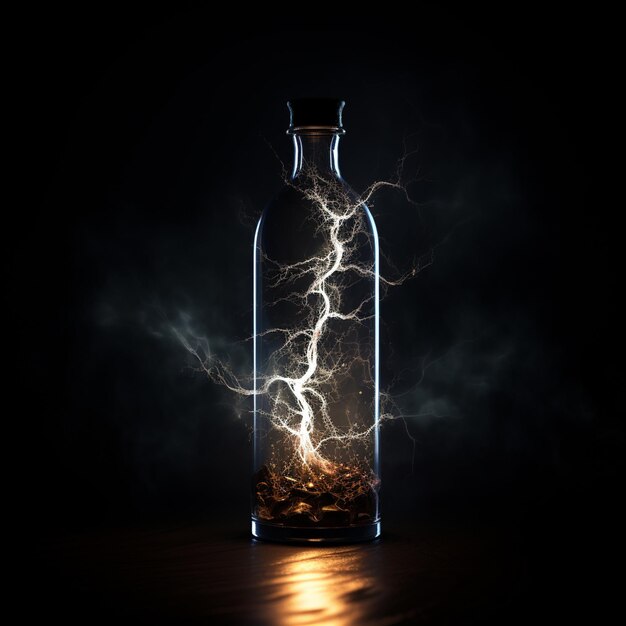 lightning in a bottle a black background