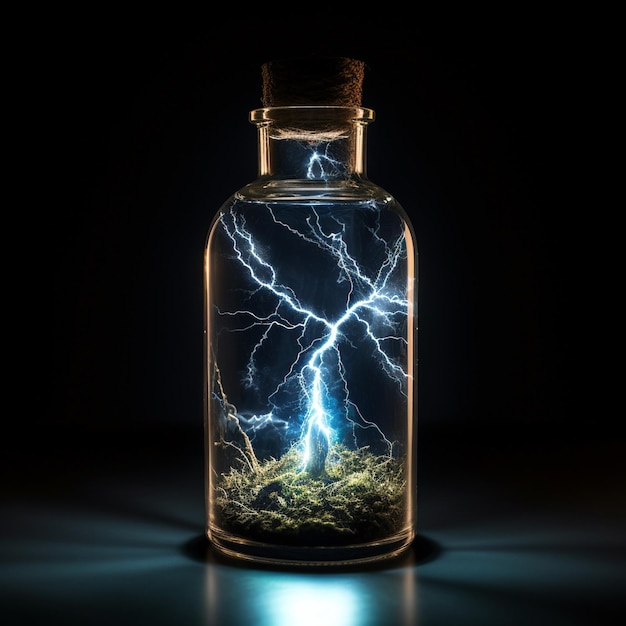 lightning in a bottle a black background