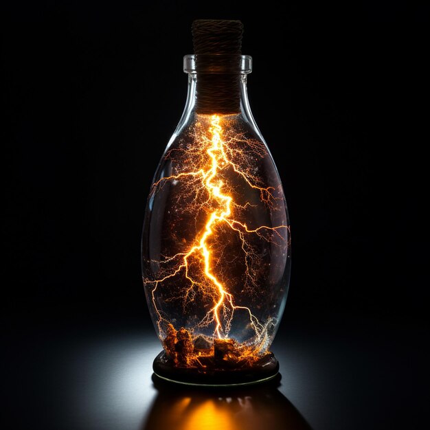 lightning in a bottle a black background