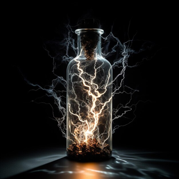 lightning in a bottle a black background