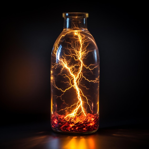 lightning in a bottle a black background