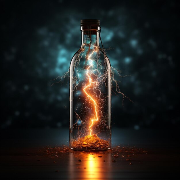 lightning in a bottle a black background