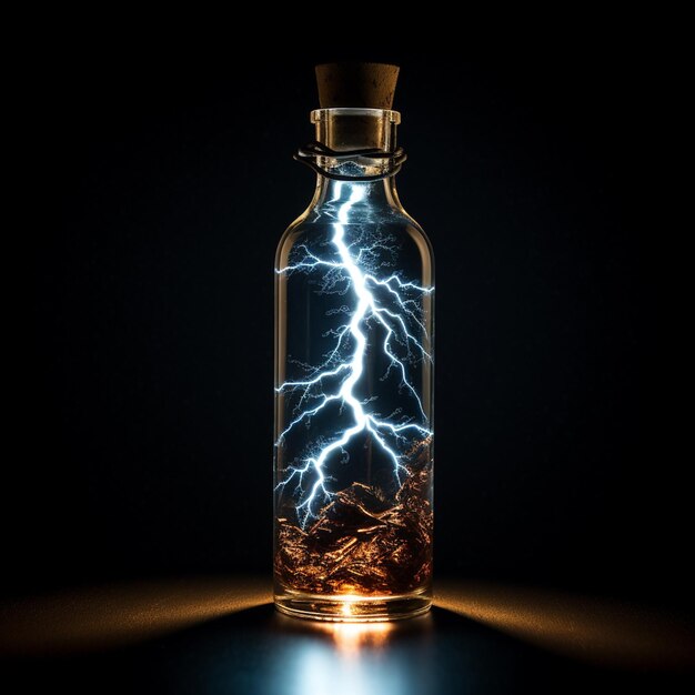 lightning in a bottle a black background