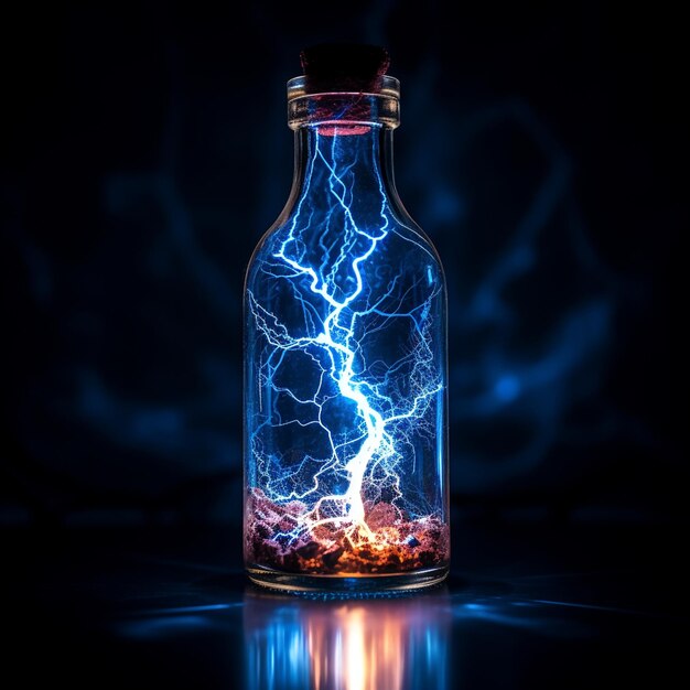 lightning in a bottle a black background