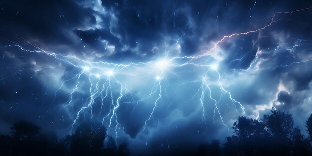 Lightning in the night sky 3D illustration Wallpaper