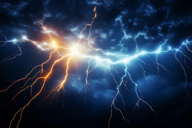 Lightning in the night sky 3d rendering 3d illustration