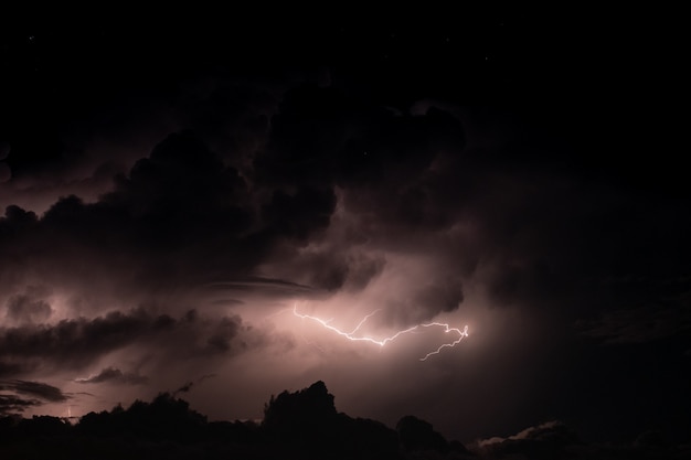 Lightning in the rainstorm at night