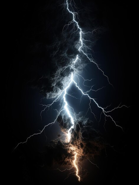 Lightning strikes dark sky