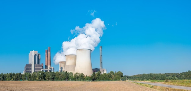 Lignite power plant in germany at summer panorama