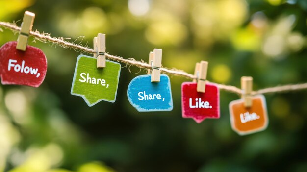 Photo like follow share speech bubble social media concept