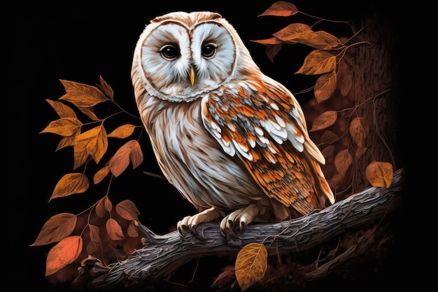 A likeness of an owl that spends its autumns in the woods Aluco strix