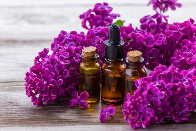 Lilac essential oil in a small bottle