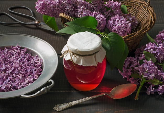 Lilac flowers syrup