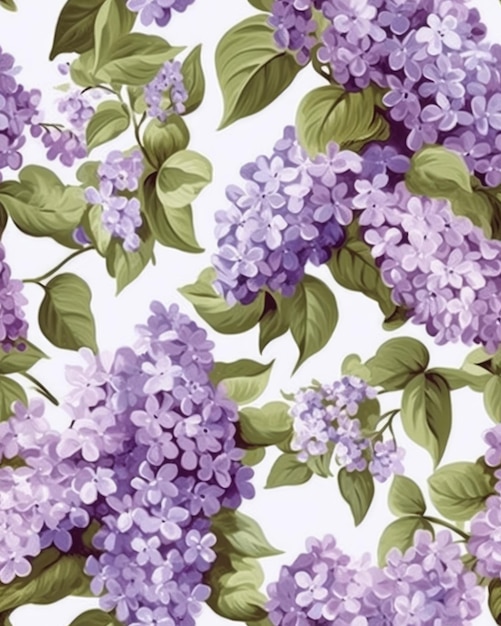 Lilac seamless pattern AI generative