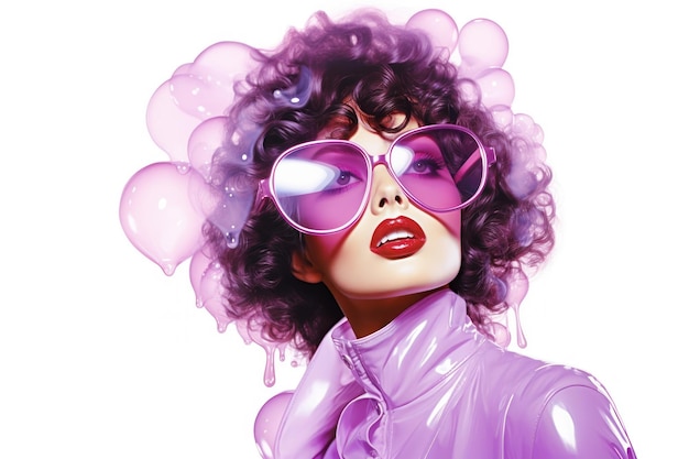 Photo lilac sunglasses portrait purple