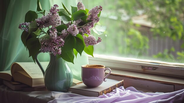 Lilacs and Coffee by the Window