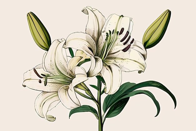 Photo lilium flower illustration